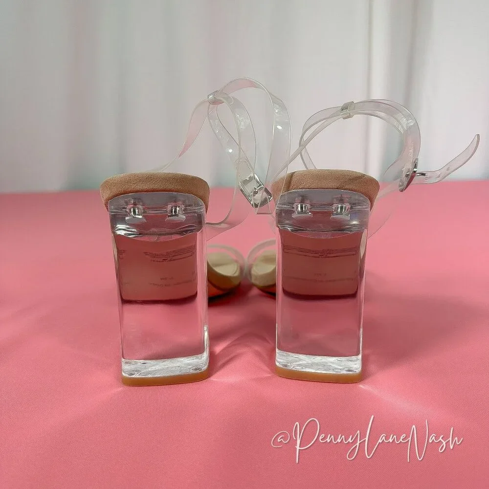 Steve Madden Camille Likewise Clear Heel Sandal Size 7.5M New - Picture 13 of 15